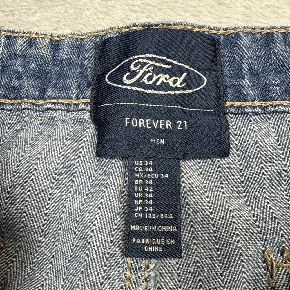 Forever 21 x Ford Double Knee Herringbone Carpenter Jeans Men 34 (Fits 34X31)